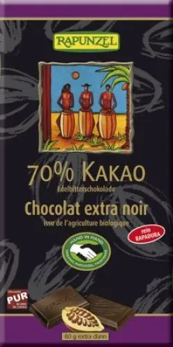 Čokoláda hořká 70% s rapadurou RAPUNZEL 80g