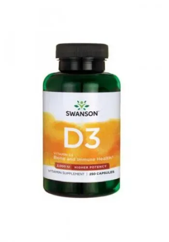 Vitamin D3 s vyšší účinností, 2000 IU, 250 kapslí