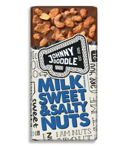 Johnny Doodle - Mléčná čokoláda, sladké a slané ořechy 150 g
