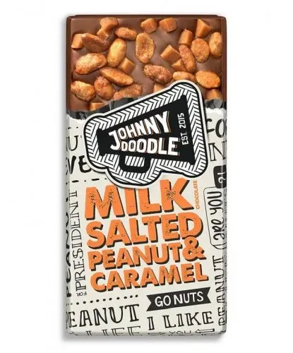 Johnny Doodle – Mléčná čokoláda, slané arašídy a karamel 150 g