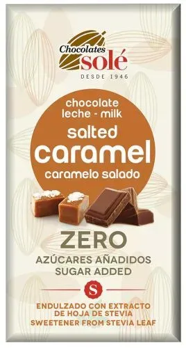 Čokoláda mléčná slaný karamel se stévií bez cukru SOLÉ 100 g