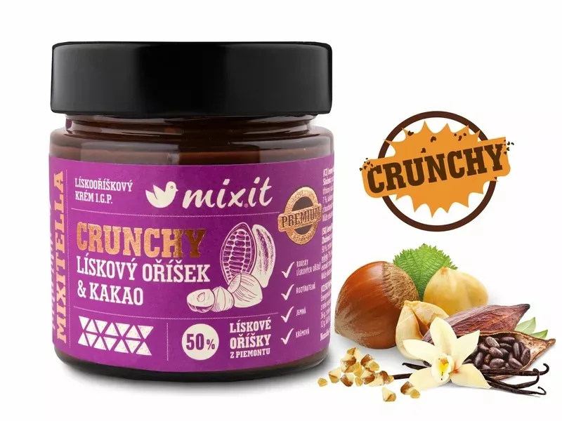Mixitella Crunchy Premium - Lískové oříšky z Piemontu a kakao 200 g