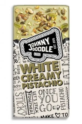 Johnny Doodle – Bílá čokoláda, krémové pistácie 150 g