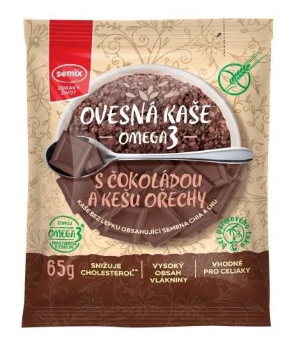 Kaše ovesná omega3 s čokoládou a kešu ořechy 65 g