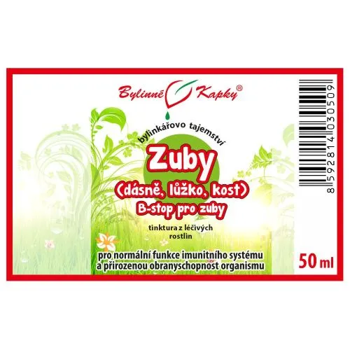 Zuby (dásně, lůžko, kost - B-stop pro zuby - bylinné kapky (tinktura) 50 ml