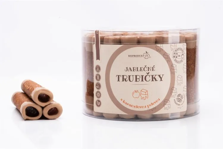 Jablečné trubičky s KARAMELOVOU polevou dóza 43 ks 540 g