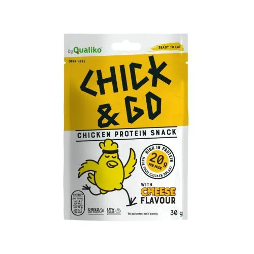 Chick&Go sušené kuřecí plátky z kuřecího masa se sýrovou příchutí 30 g