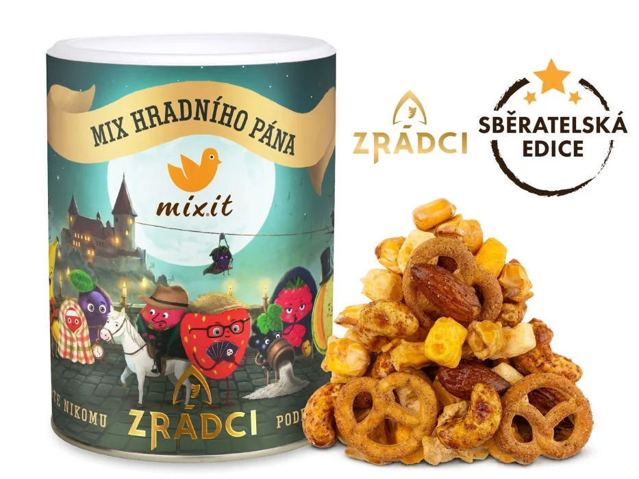 Mix hradního pána - Sýr, crunchy corn, oříšky a preclíky 230 g