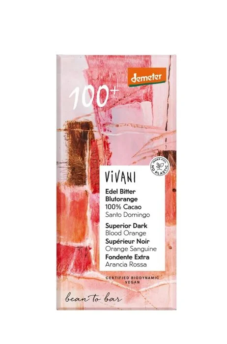 Čokoláda hořká 100 % s krvavým pomerančem 90 g VIVANI