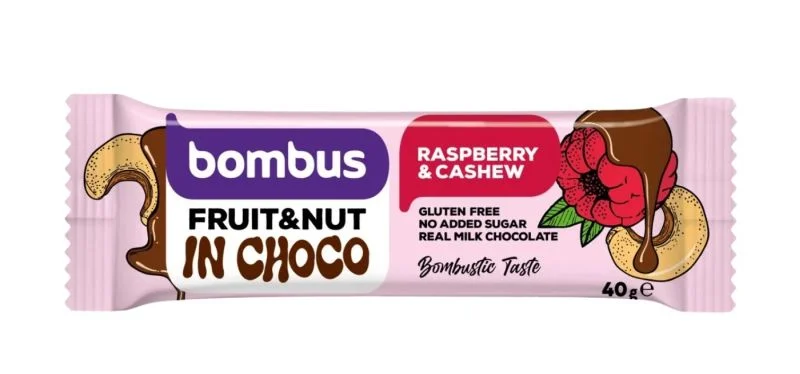 Ovocná tyčinka v čokoládě FRUIT&NUT BAR RASPBERRY & CASHEW  40 g
